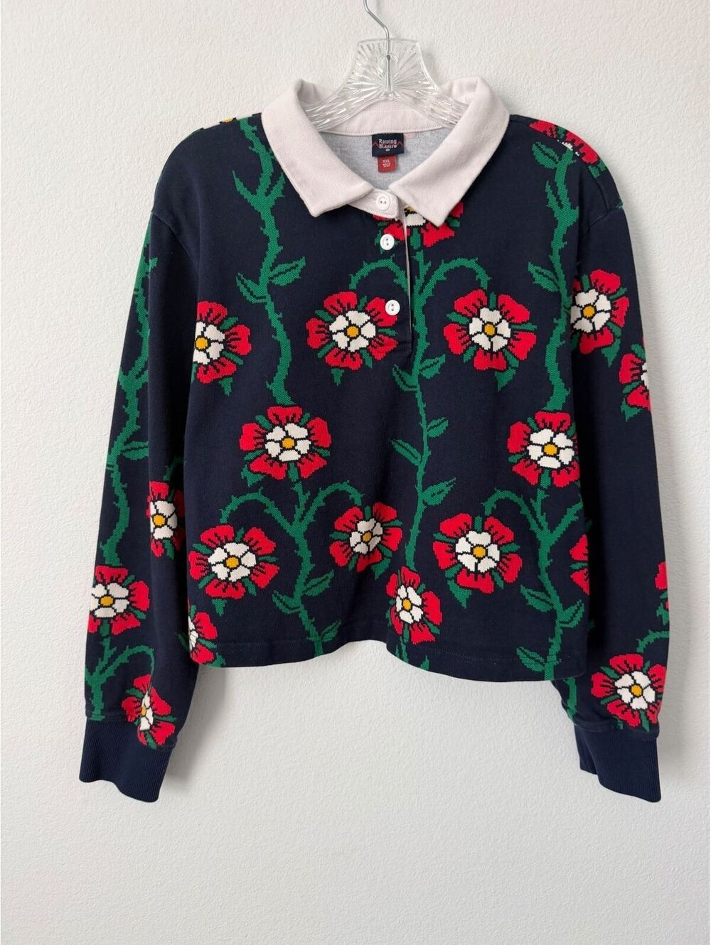Rowing Blazer for Target Long Sleeve Floral Cropped Polo Sweater Size XXL